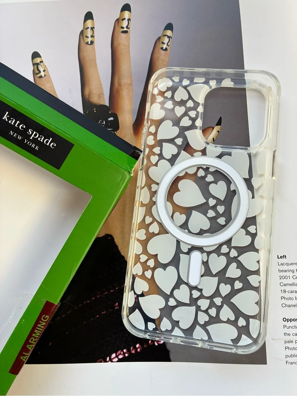 kate spade Clear Phone Case with White Heart Print iPhone 15 pro max